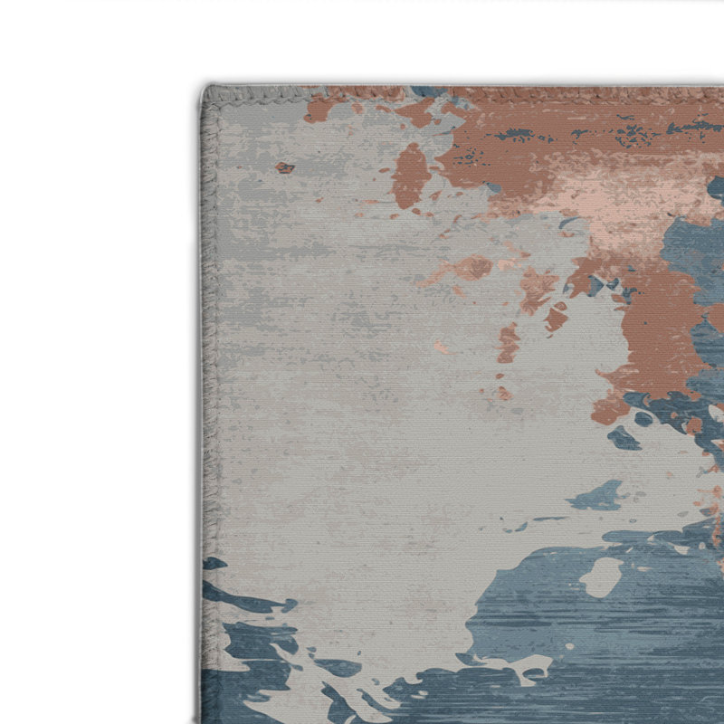 Tapis intérieur et extérieur gris Watercolor, Rectangulaire 8 pi x 10 pi