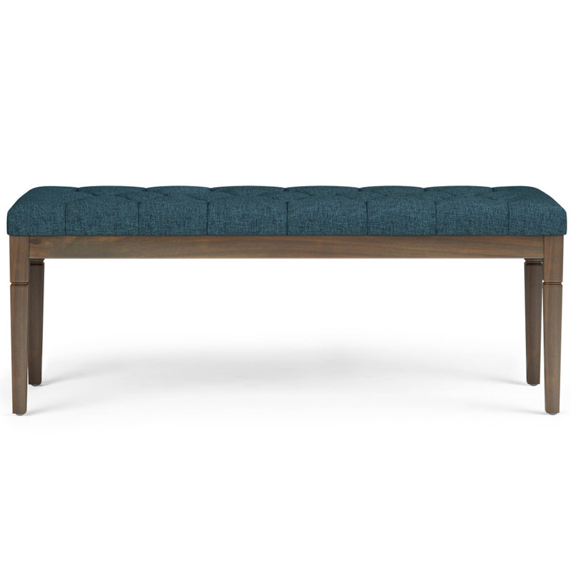 Banc de repose-pieds touffeté à aspect lin l 48 po Waverly, Bleu denim