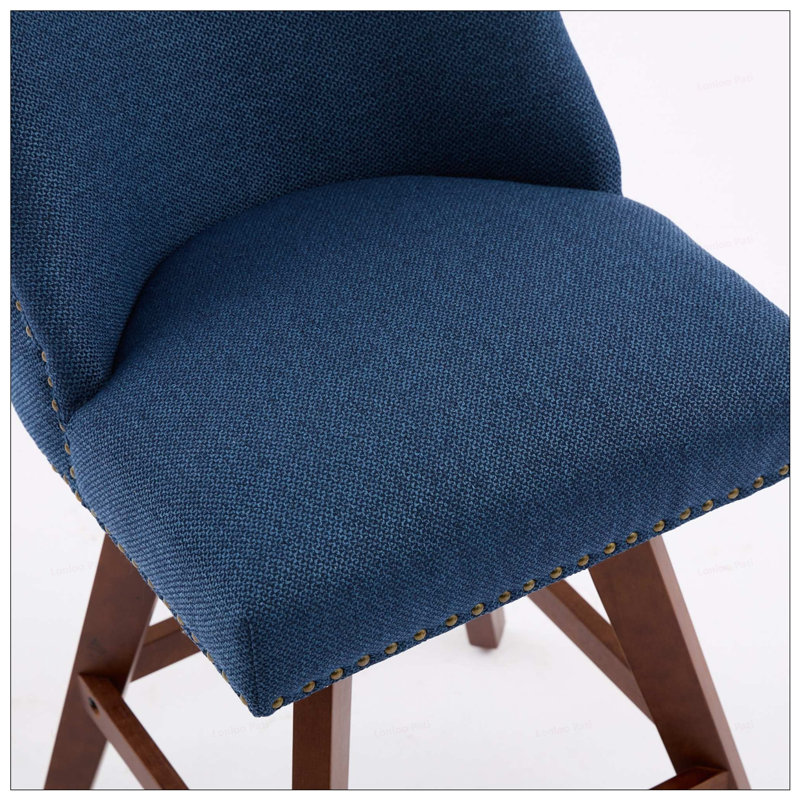 Tabourets pivotants avec pieds en bois, ensemble de 2, Bleu
