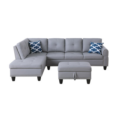 Adebisi Faux Leather L-Shaped Sectional