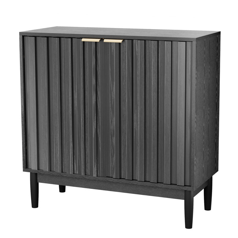 31" Sideboard, Accent Cabinet,Fluted Sideboard Cabinet with Storage, Black