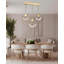 Luminaire suspendu 5 lumières DEL or avec perles en cristal transparent-40319585