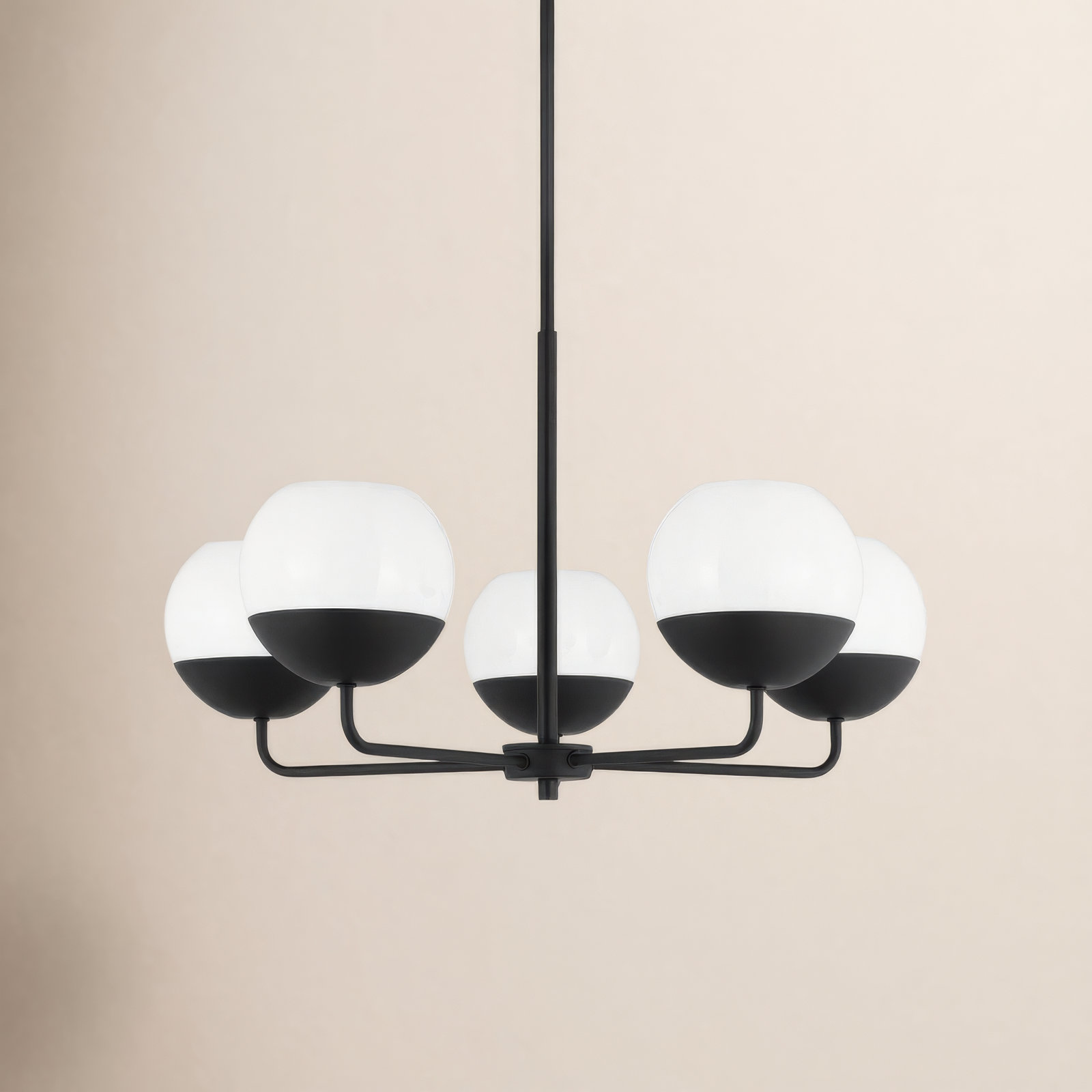 Avoca 5 - Light Metal Dimmable Chandelier, Midnight Black