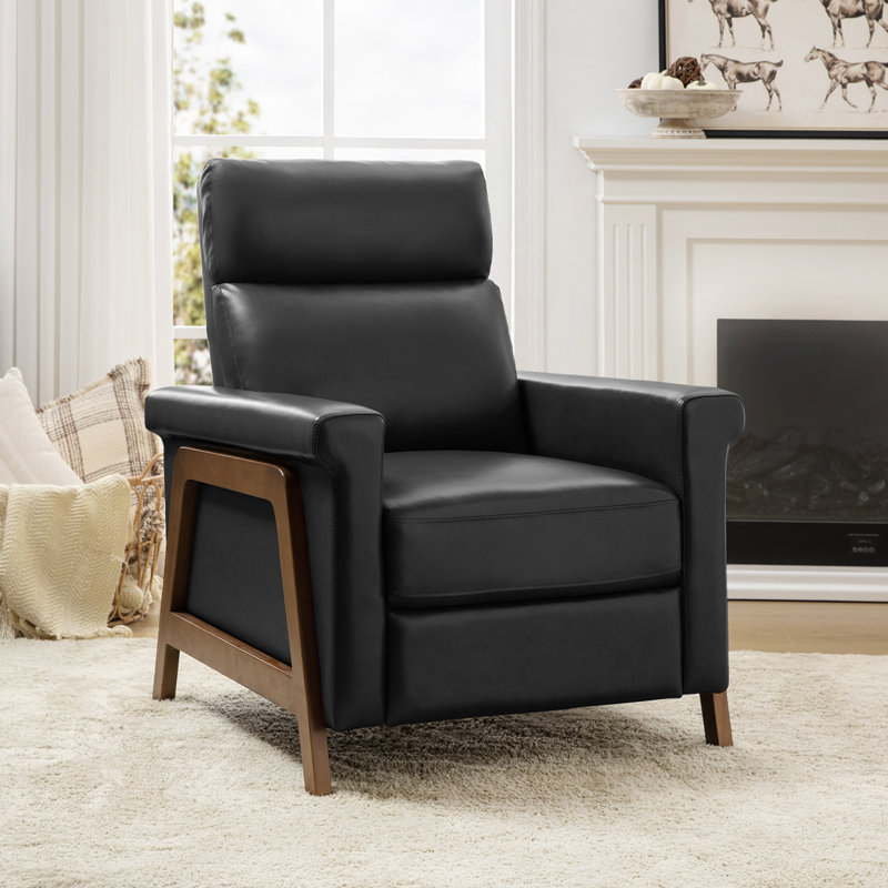 Aryaman Genuine Leather Power Club Recliner with USB Ports, Navy Genuine Leather