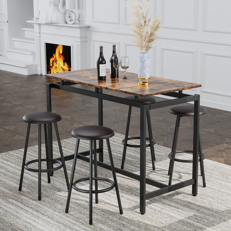 Ensemble de table de cuisine 5 pièces à hauteur de comptoir, table de bar avec 4 tabourets
