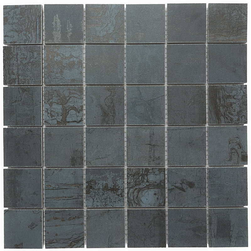 Angela Harris Alloy 2" x 2" Porcelain Metal Look Mosaic Wall & Floor Tile Tile ( 0.92 sq. ft. / box ), Blue