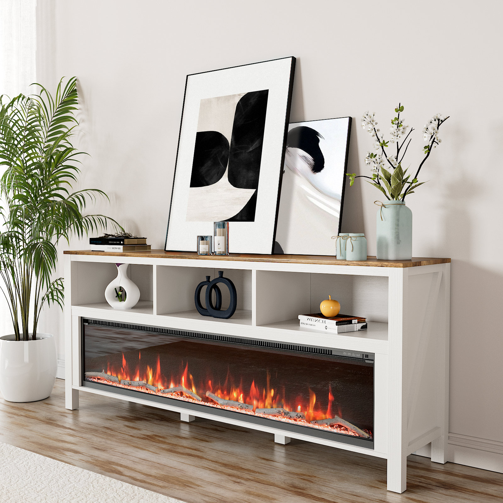 Gracie Oaks Trevaughn TV Stand for TVs up to 65" with Electric