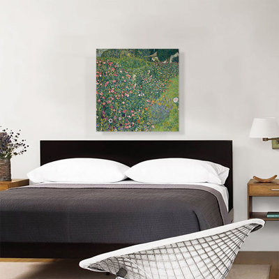 "Jardin de fleurs", paysage horticole italien 1917 par Gustav Klimt, reproduction d'art sur toile tendue