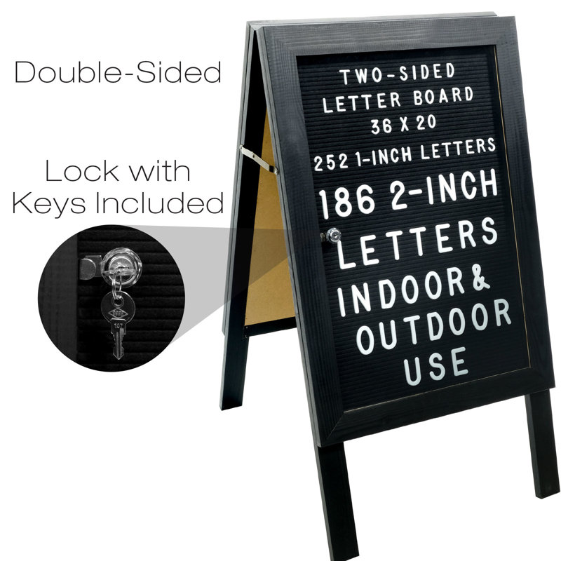 Excello Global Products Felt Freestanding Letter Board, Black