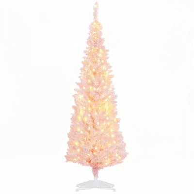 Sapin de Noël artificiel mince de 5 pi avec 160 lumières DEL blanc chaud et 294 pointes pour décoration de Noël