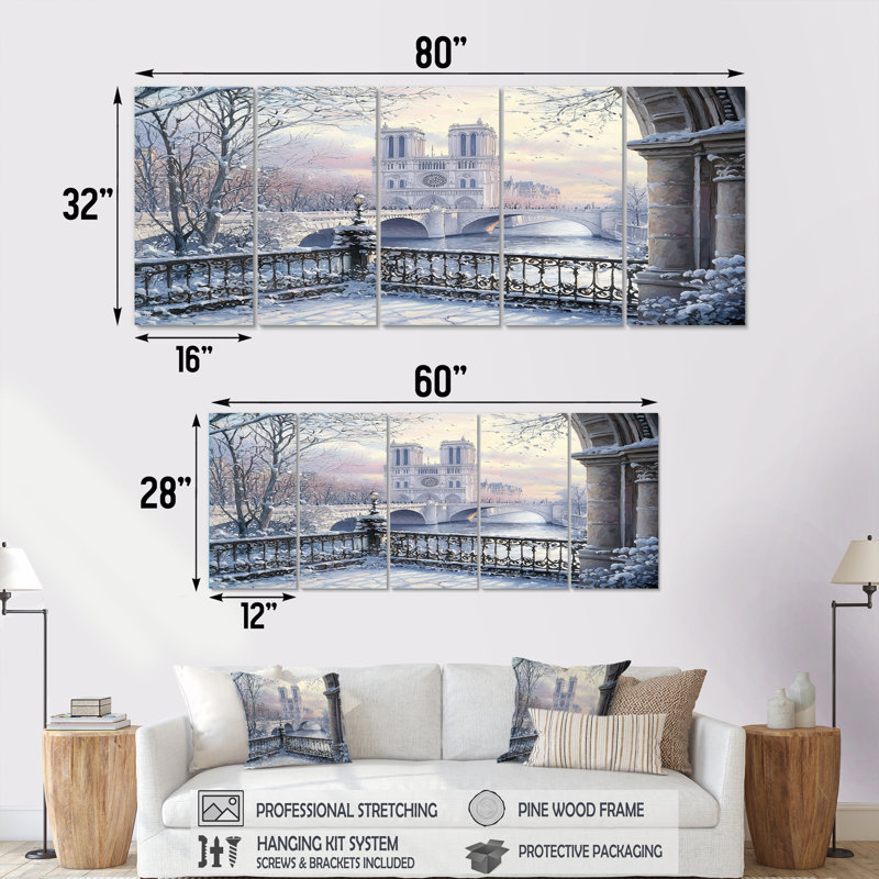 Ensemble de salon Parisian Elegance Notre Dame Cathedral IV - City Paris Wall Art, H 28 po x l 60 po