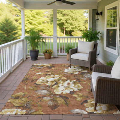 Tapis Chantille ACN3066 à motif floral, lavable à la machine, pour intérieur et extérieur.