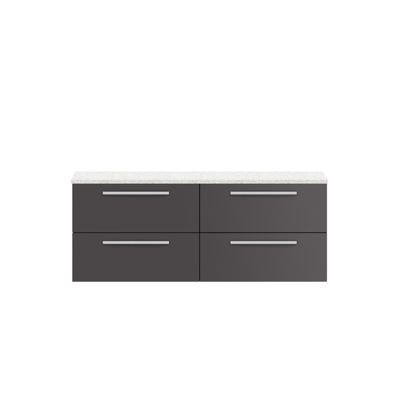 Quartet 144.1cm Double Bathroom Vanity Base Only, Grey Gloss