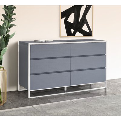 Jolene 6 Drawer Double Dresser -  VIG Furniture, VGBBMC1710DR-GRY-DRS