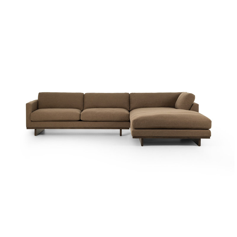 Menades Upholstered L-Shaped Sectional, Right Hand Facing, 32" H x 133" W x 86" D, Antwerp Cafe Linen Blend