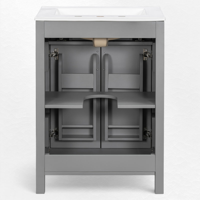Ensemble de meuble-lavabo simple 24,2 po Fabeha, Gris