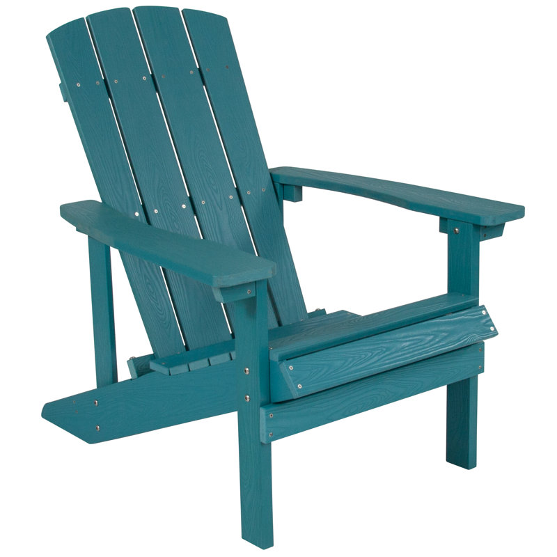 Commercial All-Weather Adirondack Chair in Faux Wood, Cadet Blue