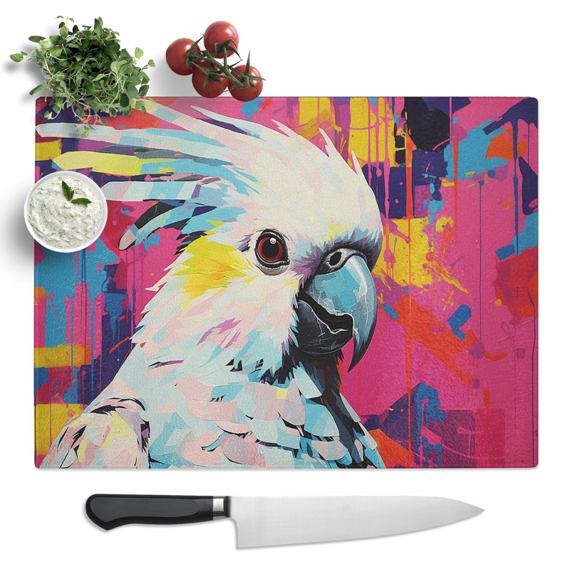 Cockatoo Pop Art  Glass Chopping Board