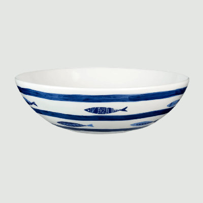Euro Ceramica Mediterranean Sea Fish 11'' Round Serving Bowl