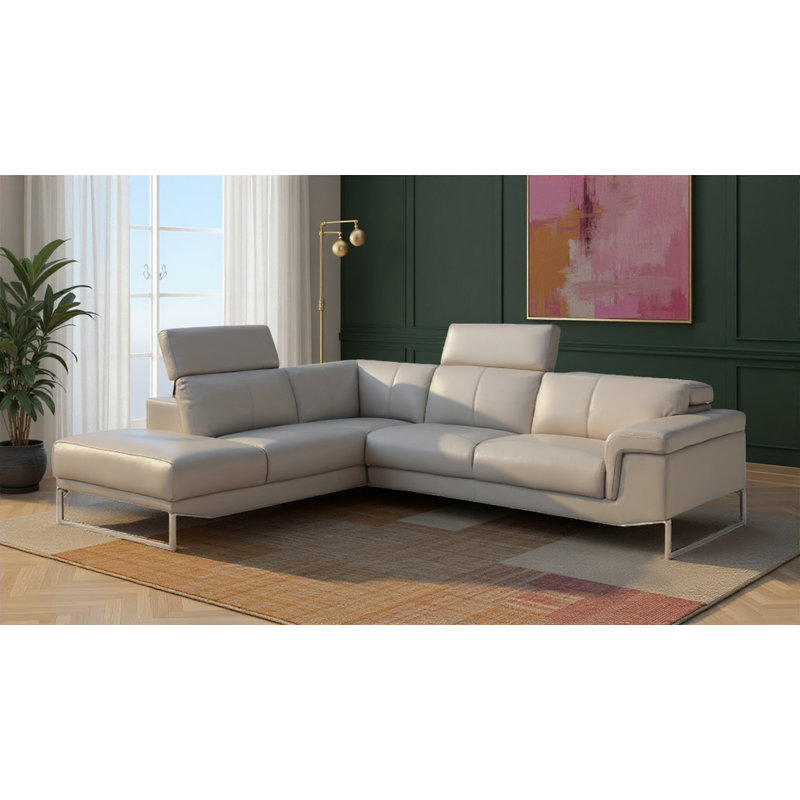 Leeds Sectional in Light Grey, Left Hand Facing