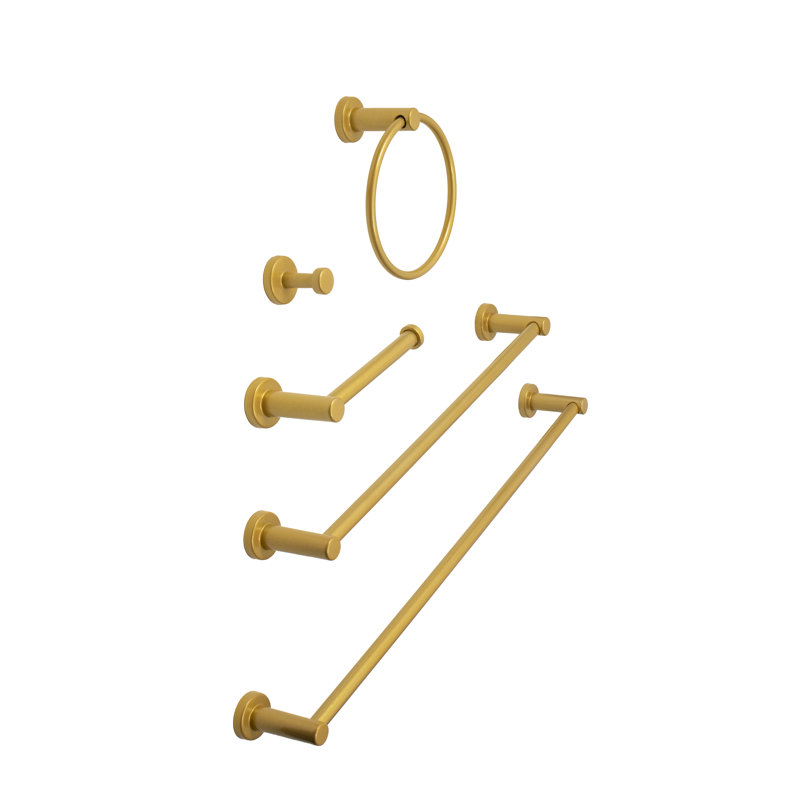 FantasHome 5 Pieces Bathroom Hardware Accessories Set - Brushed Gold, Brush Brass