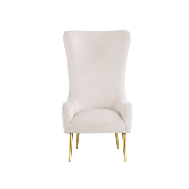 Fauteuil en velours à haut dossier Marjorie , Velours crème
