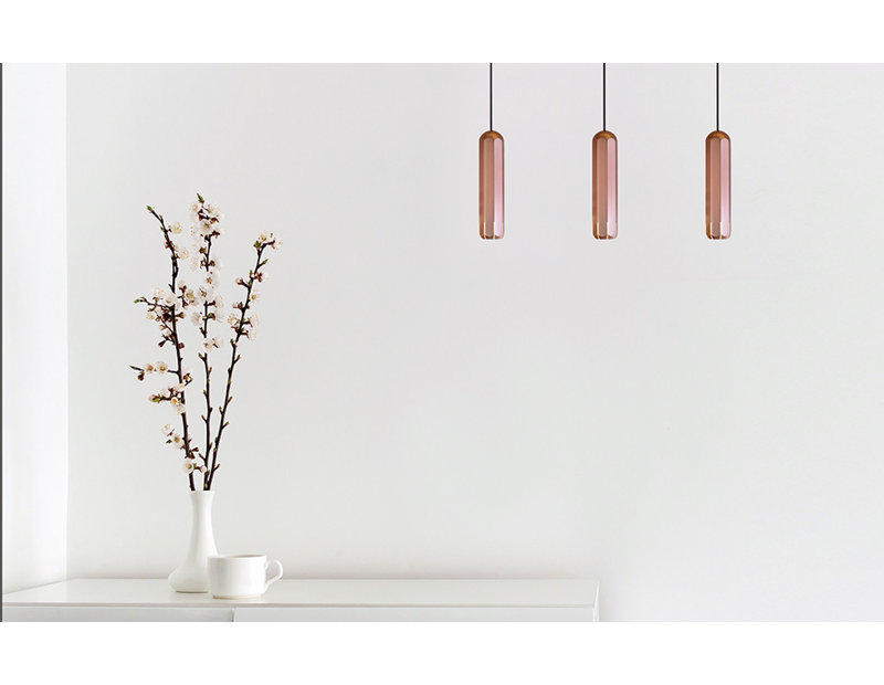 Brixton 1 - Light LED Pendant, 8" H x 1.75" W x 1.75" D, Copper