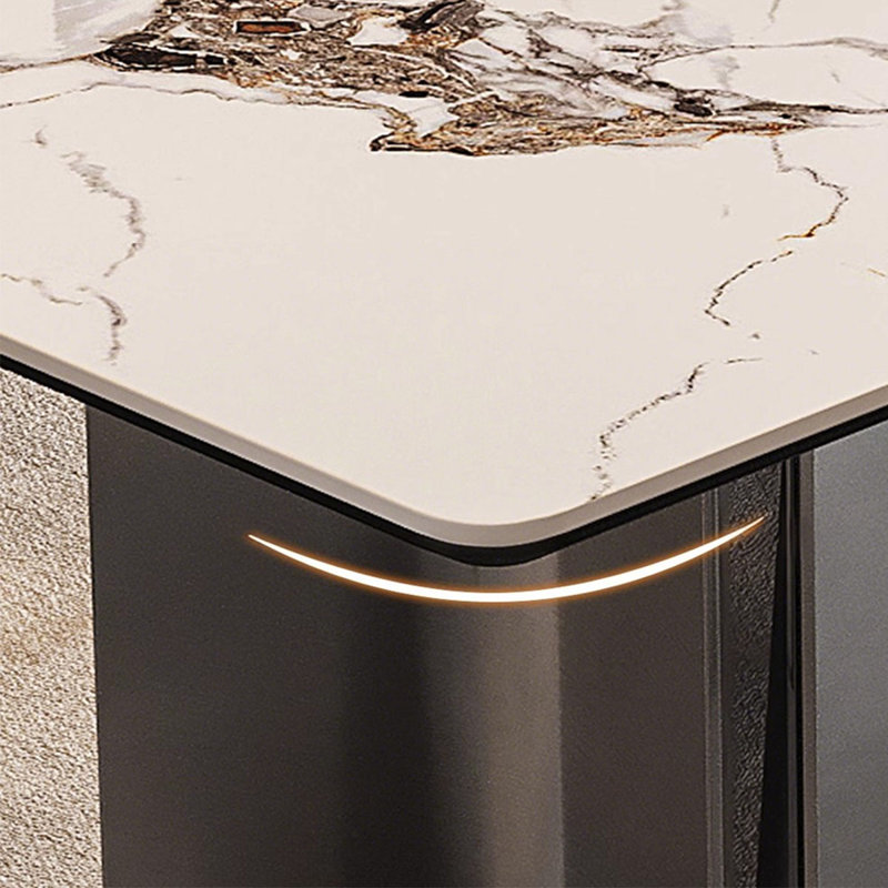 Minimalist Rectangle Rock-Slab Dining Table, 29.5"H x 86.6"L x 39.4"W