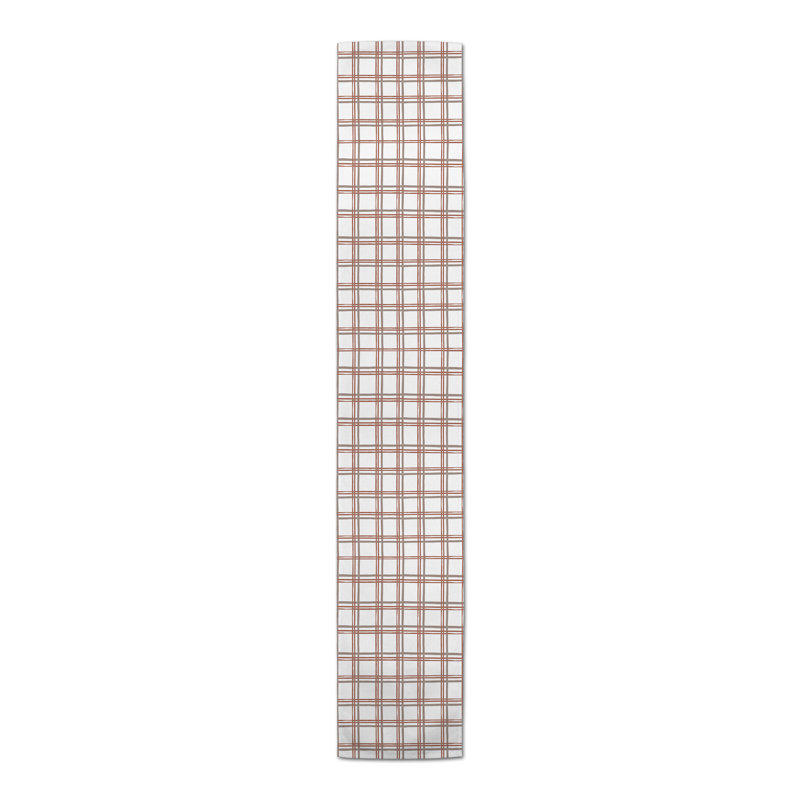 Holiday Plaid On Brown Table Runner, 72" x 16", White