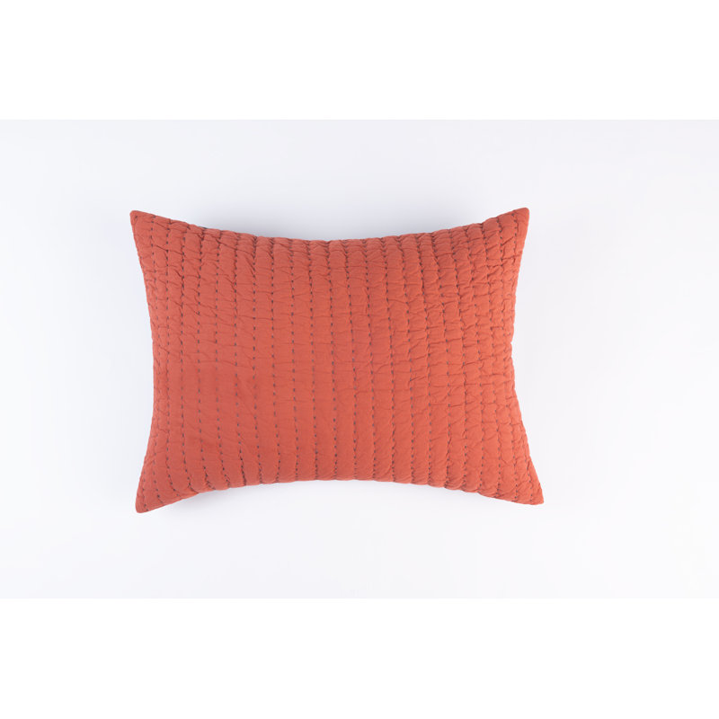 Tane Blue & Orange Pillow Sham, Standard, Brick/Charcoal