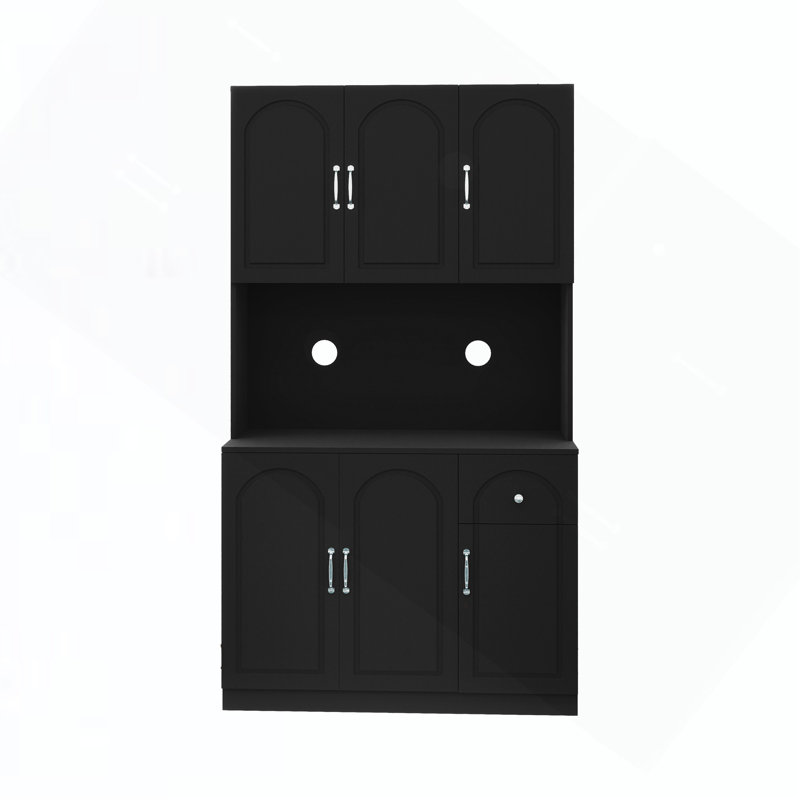 Cabinet 71" Kitchen Pantry Storage With Microwave Oven Countertop, Freestanding Hutch Cabinet With Adjustable Shelves, 6 Doors And 1 Drawer
