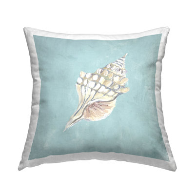 Coussin décoratif abstrait Abstract Conch on Blue par Julie DeRice