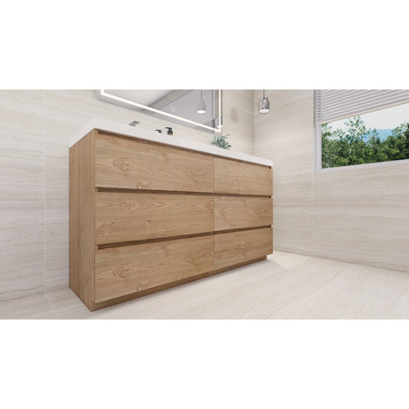 Ensemble de meuble-lavabo simple 60 po Hardy, Chêne de la Nouvelle-Angleterre