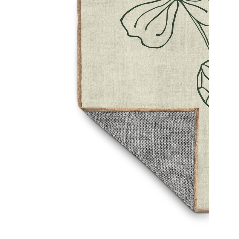 Machine Washable Moravian St Patties Modern & Contemporary Abstract Rug in Beige – LightBrown Binding, 4x6