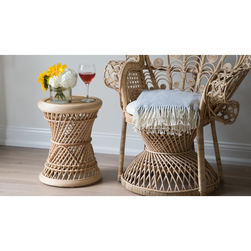 Mcelwain Rattan Accent Stool, Natural