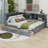 Full Size Platform Bed Daybed With L-Shaped Storage Shelves And Upholstered Headboard, 2 Drawers And Rotatable Storage Board-1492336795