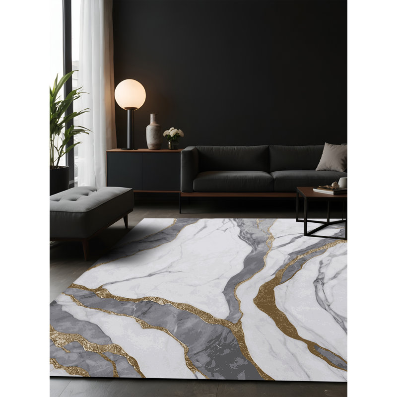 Tapis bleu soyeux et moelleux, Carré 5 pi