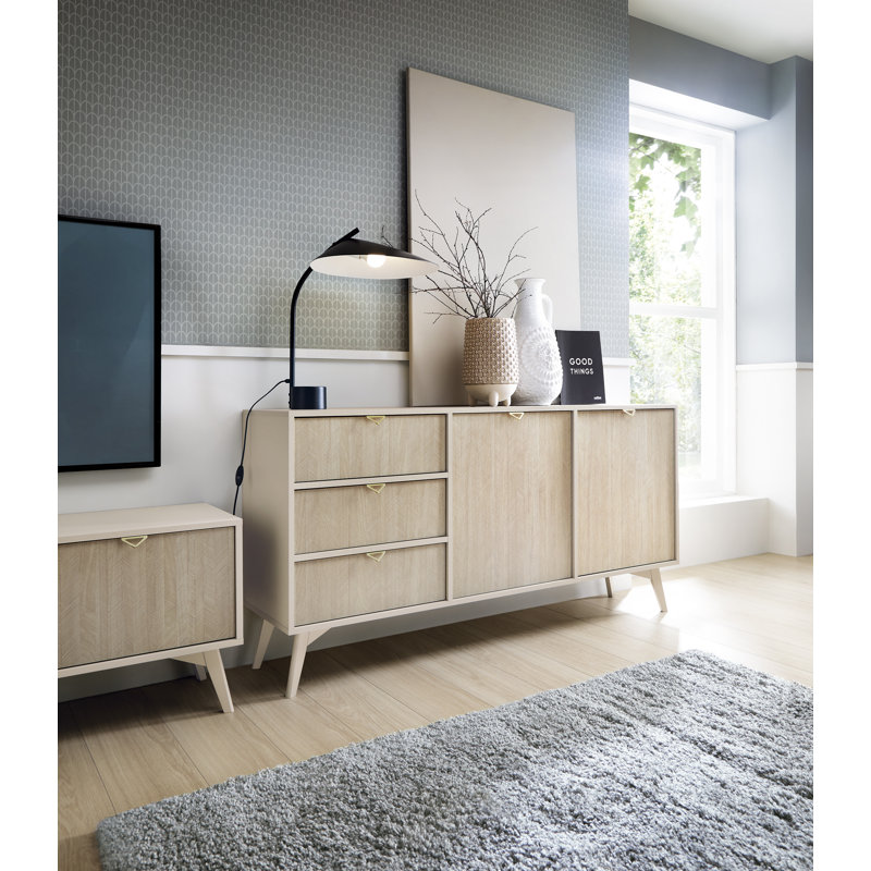 Agawam 158cm Sideboard, Beige Matt/Oak Scandi