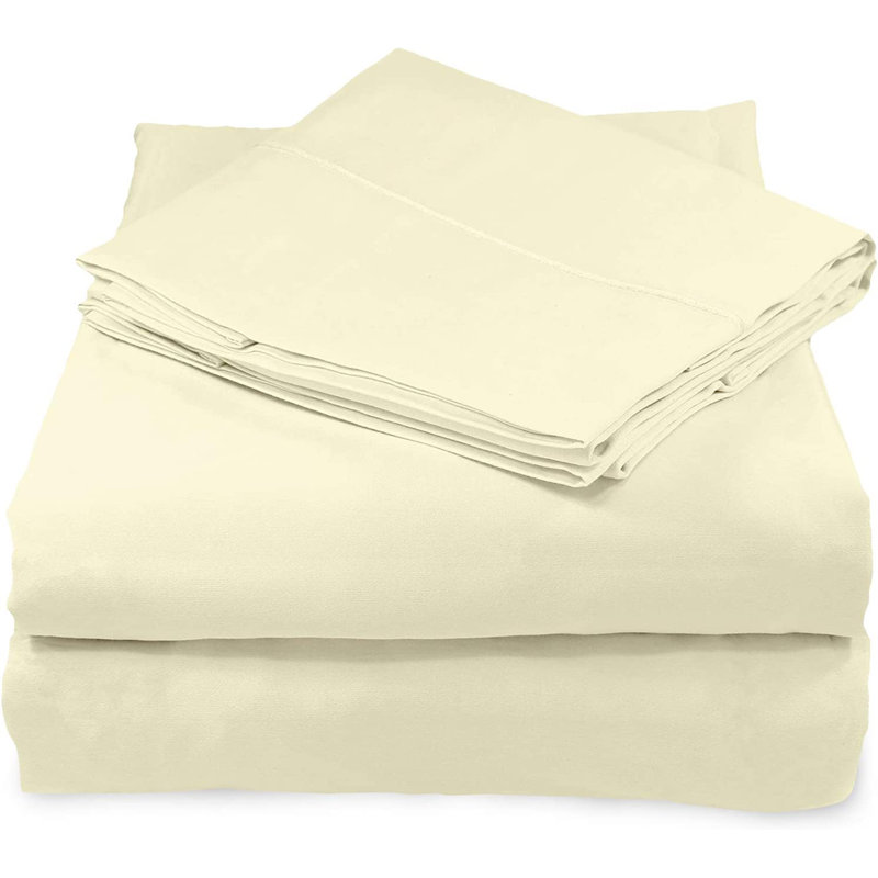 Ensemble de couvre-lit 3 pièces Sheets 300, Couvre-lit très grand californien + 4 pièces sup, Beige