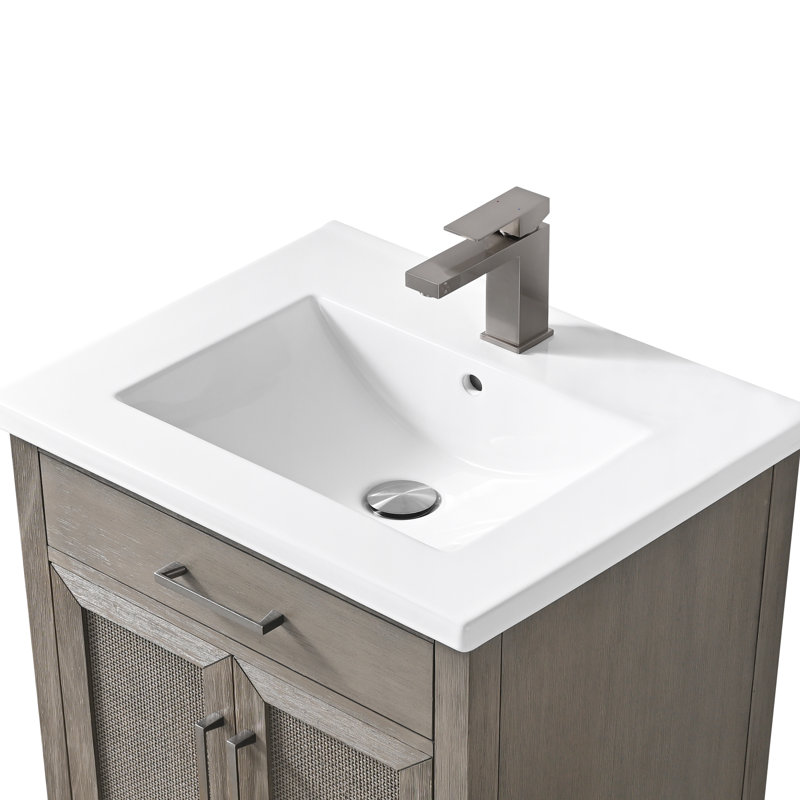 Ensemble de meuble-lavabo simple 24 po Sebastiano, Gris héritage / nickel antique