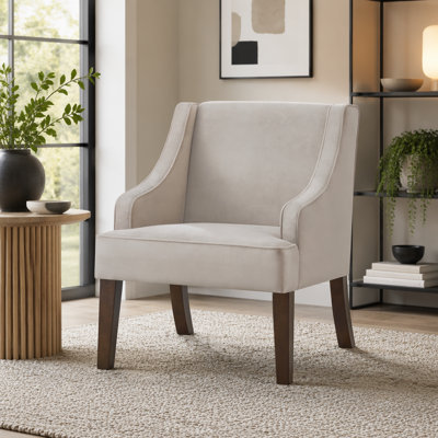 Fauteuil d'appoint Mid-Century moderne, fauteuil rembourré en tissu avec pieds en bois massif, fauteuil de lecture confortable pour le salon, la chambre à coucher, le bureau