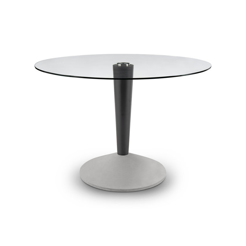 Cappello Round Glass Top Dining Table, Grey/Black