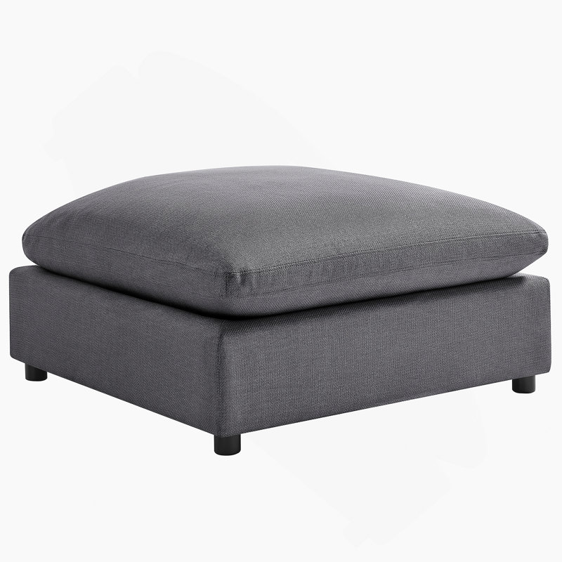 Cassandra Charcoal Fabric Ottoman, Charcoal Gray