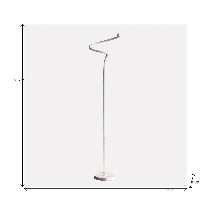 51" White LED Curvy Spiral Metal Floor Lamp