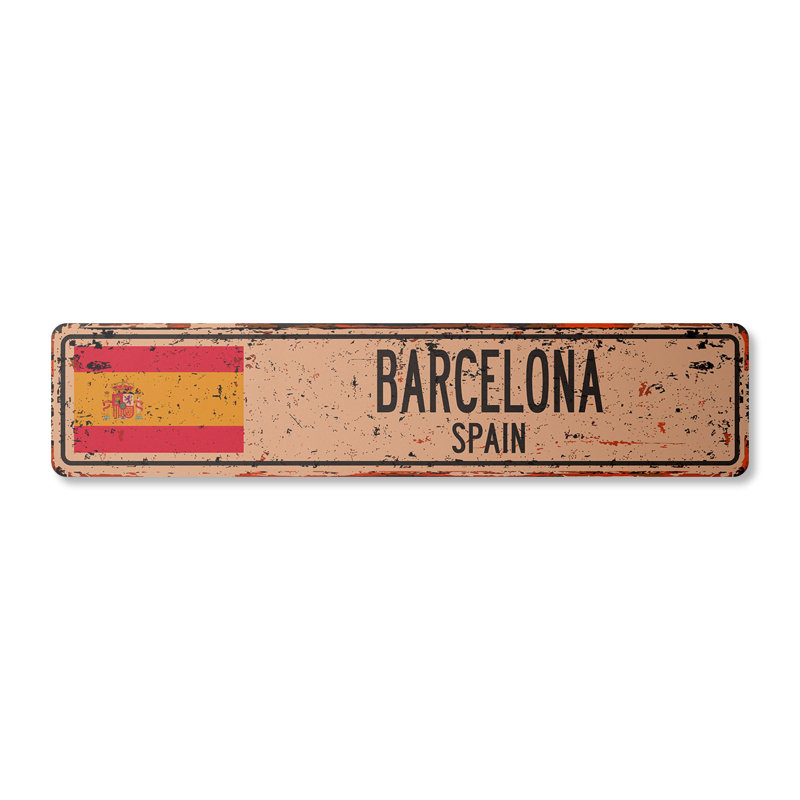 Plaque de rue Barcelona Es aluminium 7 po x 30 po