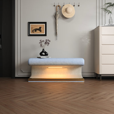 Chambre à coucher noire avec banc de salon moderne à DEL à détection de mouvement - Bleu