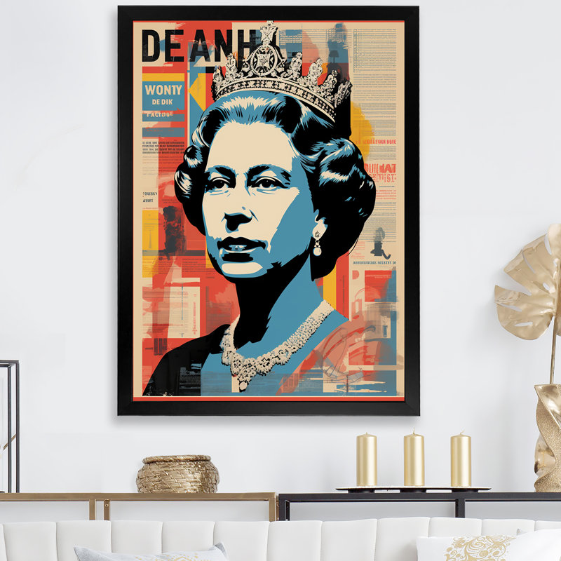 «Royal Remix Queen Elizabeth Popart I», art mural magazines, Toile tendue, H 32 po x l 24 po x P 1 po