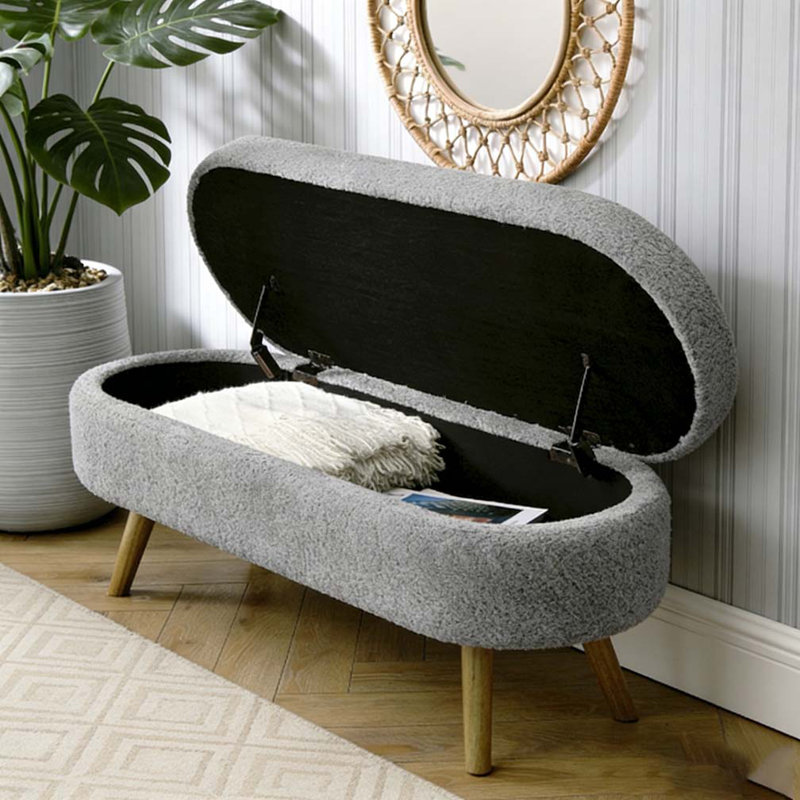 Banc de rangement repose-pieds ovale, Gris