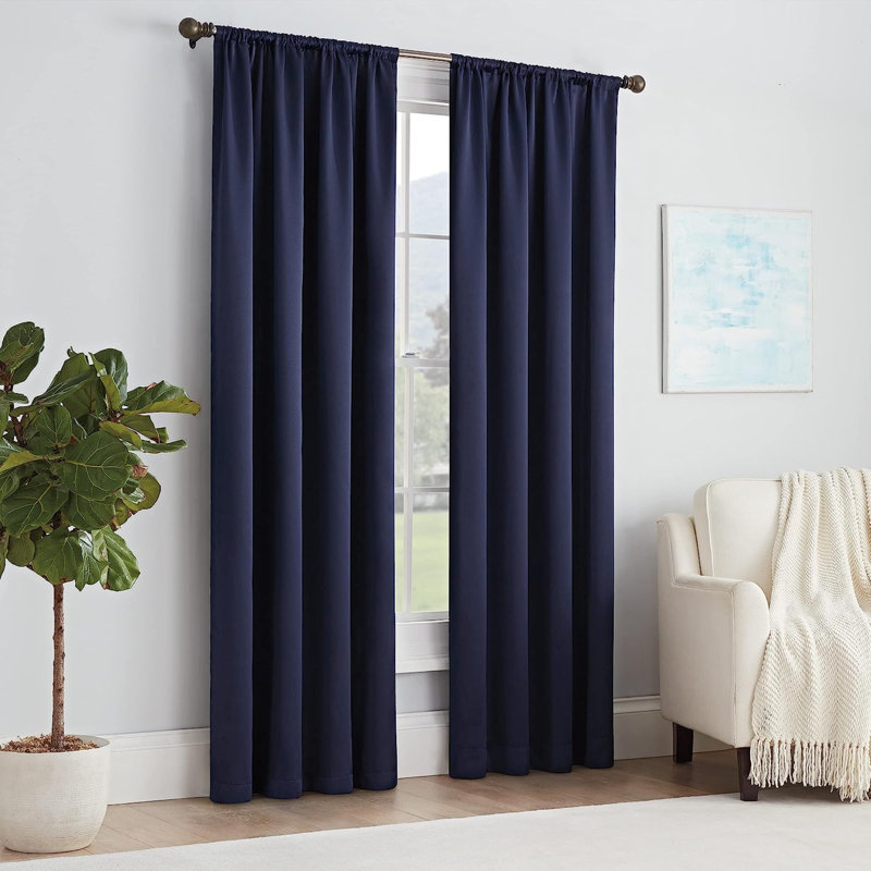 Rideau obscurcissant avec passe-tringle Eclipse Thermapanel, L 54 po x L 63 po, Bleu marine