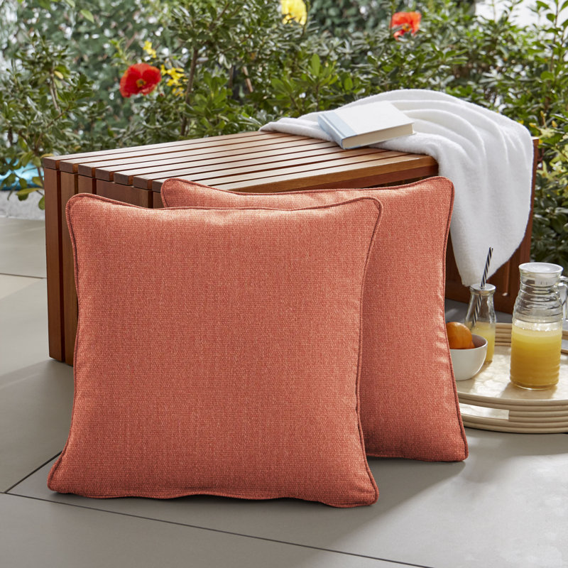 Tinsley Sunbrella® Outdoor Reversible Throw Pillow, Orange, 20" x 20"